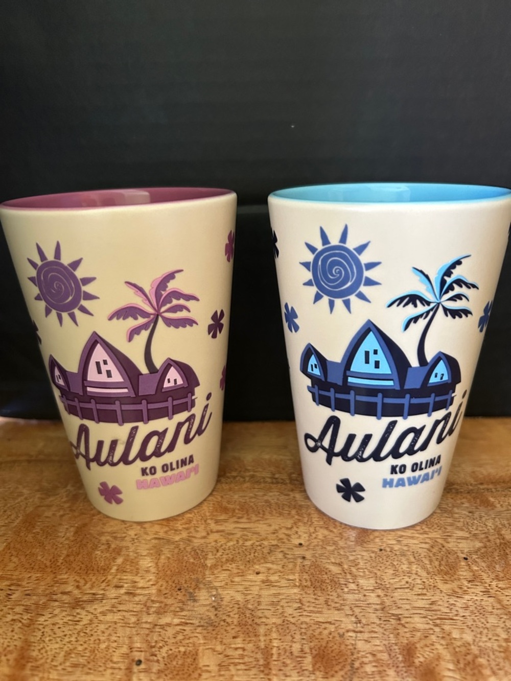 Disney Aulani Resort Pair of Ceramic Tumblers Ko Olina Hawaii